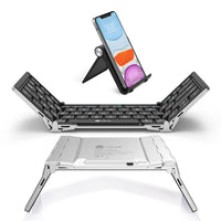 iClever Portable Folding Keyboard, Ultra Slim Pocket Size Bluetooth Keyboard Wireless with Carry Pouch, Aluminum Alloy Housing, Designed for iOS Android Windows Better Typing, Silver (BK03)