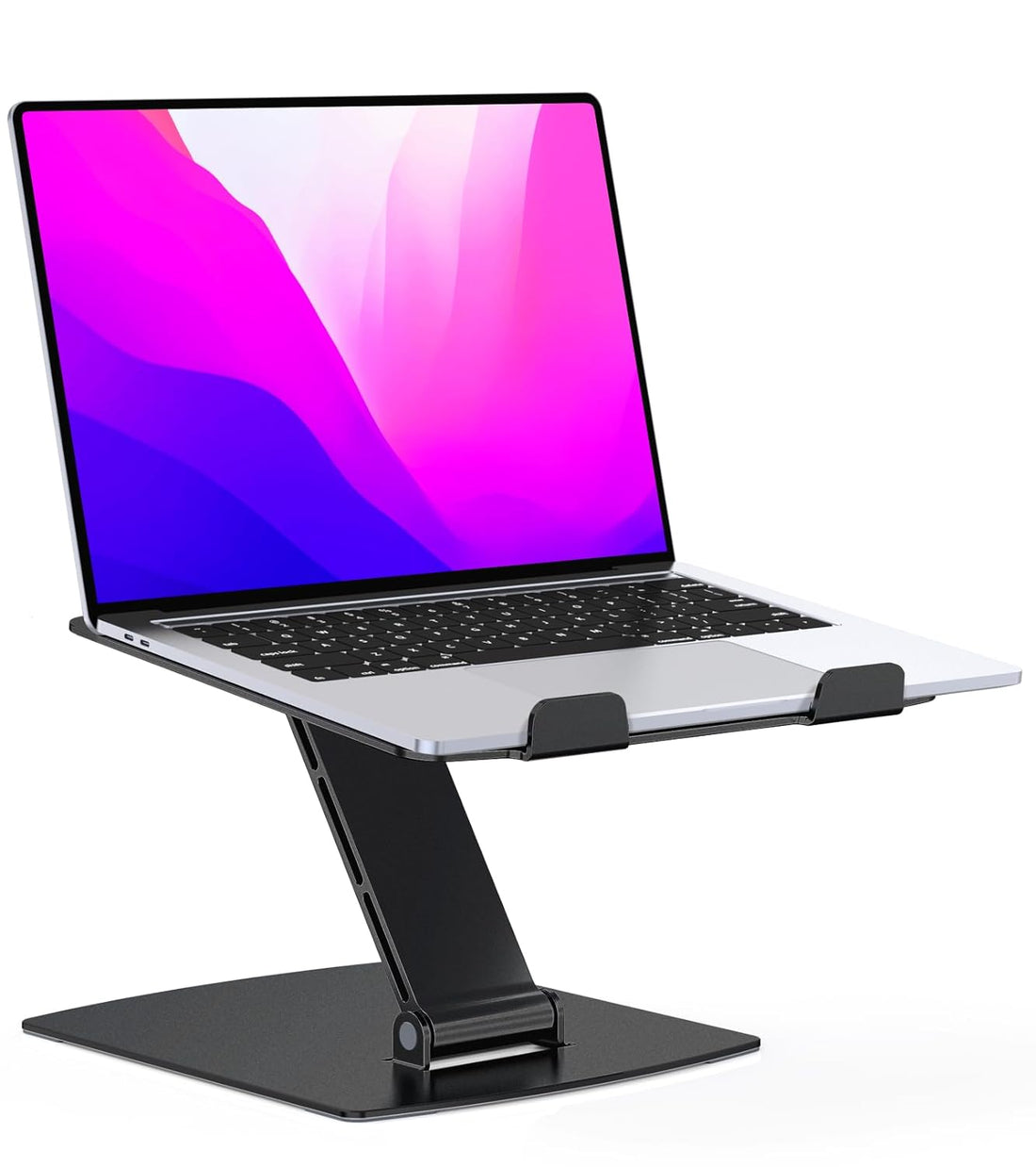 STOON Laptop Stand Adjustable Height, Ergonomic Portable Laptop Holder Riser for Desk, Aluminum Foldable Computer Notebook Stand Compatible with MacBook Air Pro, Dell XPS, HP (10-16") -Black