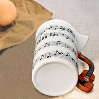 Music Coffee Mug with Lid and Violin Handle 13.5 Ounce, Water Tea Drinks Cup, Gift for Music Lover/Teacher/Friend