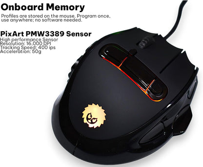 MMO Gaming Mouse with 23 Programmable Buttons and 16 – Packaging