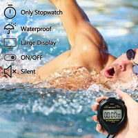 MOSTRUST Digital Waterproof Stopwatch, No Bells, No Clock, Simple Basic Operation, Silent, ON/Off, Large Display for Swimming Running Training Kids Coaches Referees Teachers (Yellow)