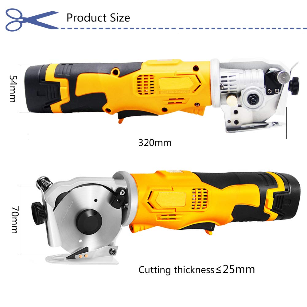 MXBAOHENG Electric Fabric Scissors Cordless Round Knife Cutting Machine Portable Rotary Cutter for Fabric Leather Carpet