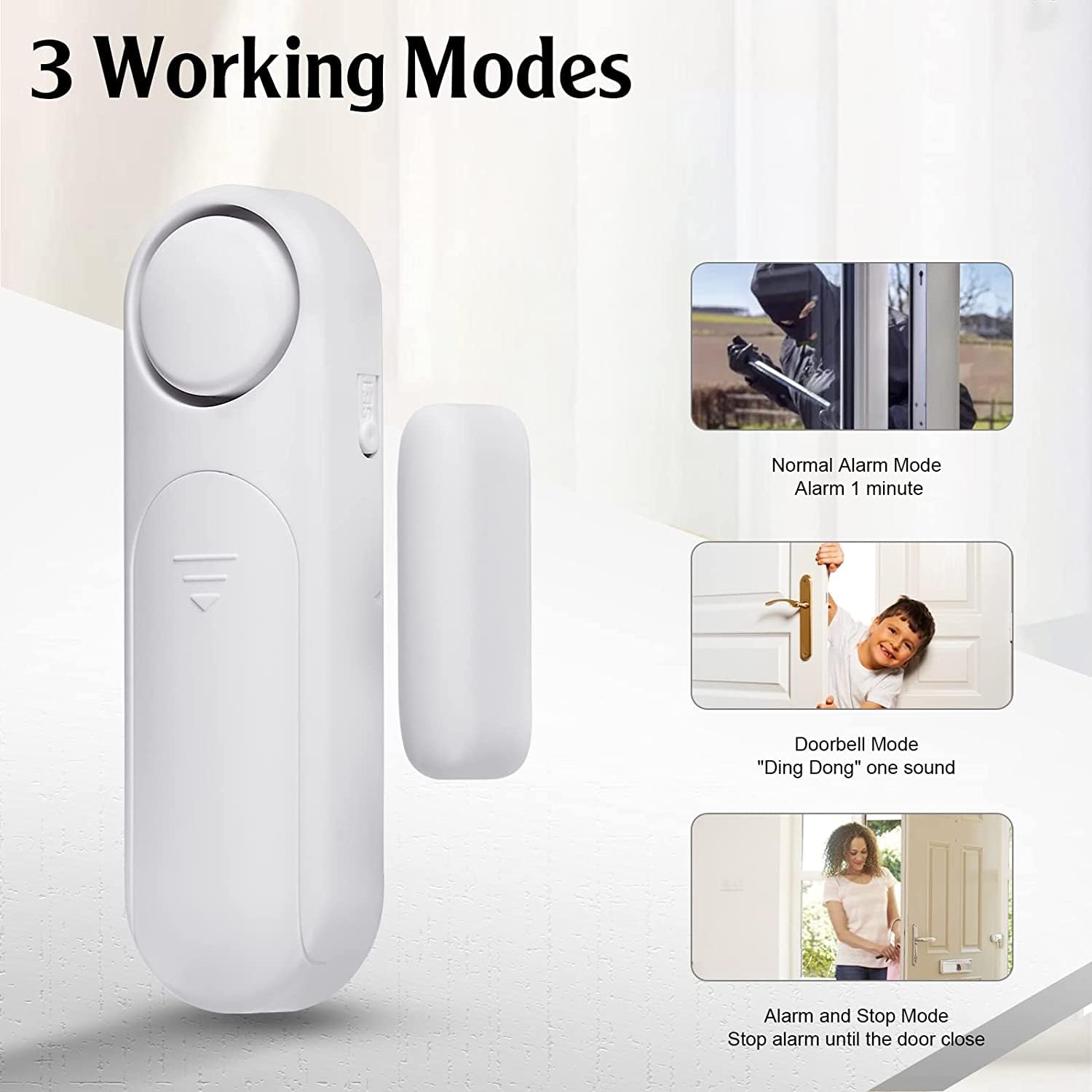 Door Alarm 120dB Door and Window Alarm Sensor 3 Modes Contact Sensor Alarm for Home and Property Security