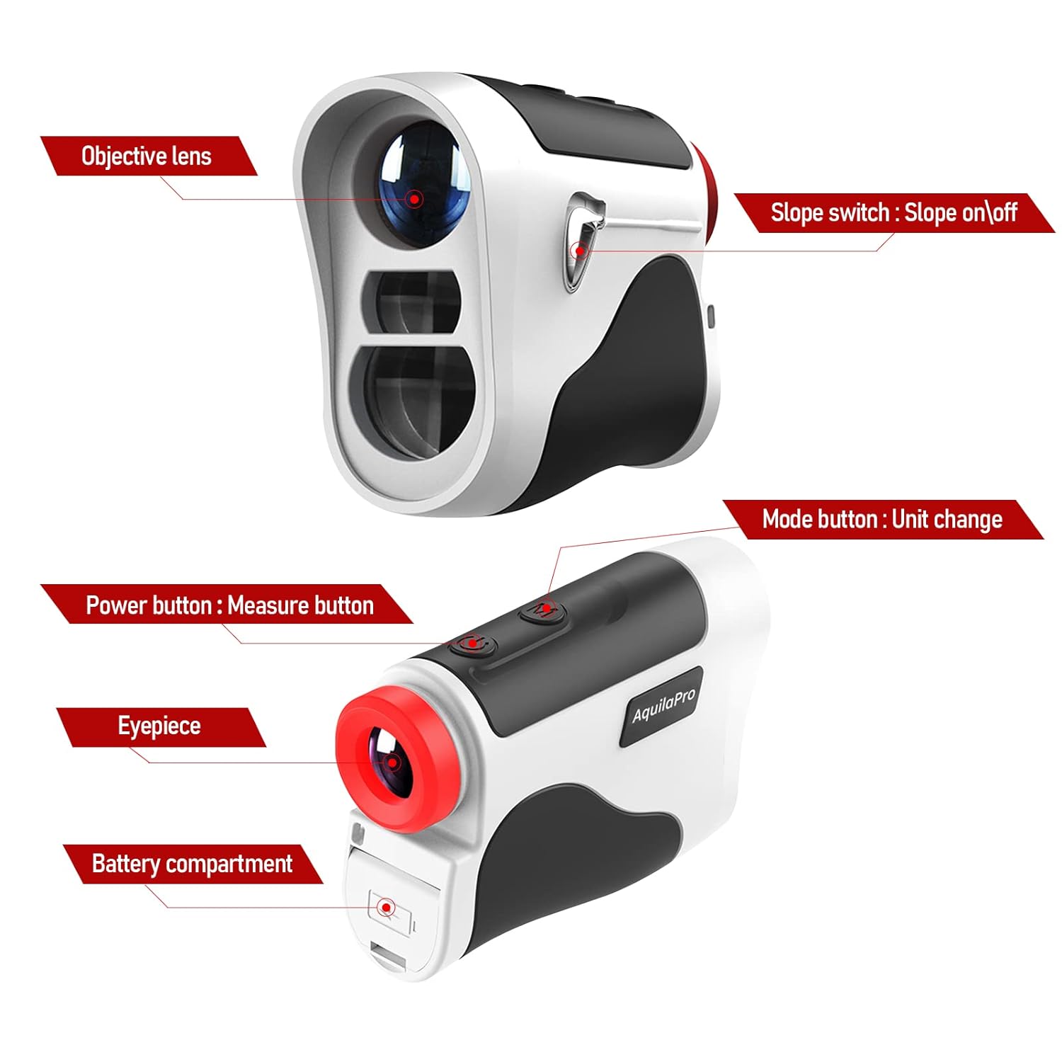 AquilaPro G4Pro Golf Rangefinder with Slope | Flagpole Lock with Pulse Vibration | Slope Switch for Golf Tournament Legal | 600Yards Max Range | 6X Magnification