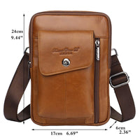 Hebetag Small Leather Sling Shoulder Bag Messenger Pack for Men Women Outdoor Travel Business