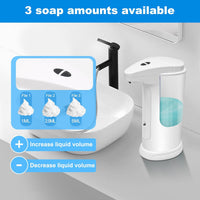 Obsoorth Automatic Soap Dispenser Waterproof Touch-Free 12.5oz Volume Control Adjustable Sensor Soap Pump for Kitchen Sink Bathroom Shower Room (White)