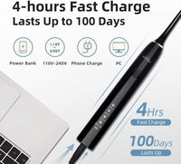 Hanasco Sonic Electric Toothbrush Rechargeable for Adults, 4 Modes with Build in 2 Mins Timer, 3 Brush Heads Included, Whitening Clean 4 Hours Charge for 100 Days Use, Soft Bristles, 40,000 VPM Black