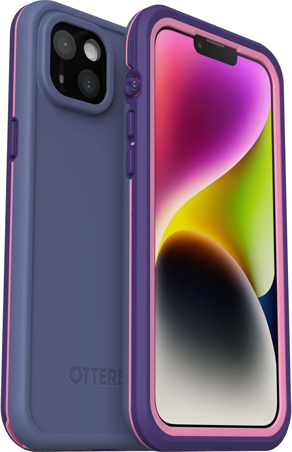 OtterBox Fre Case for iPhone 14 Plus for MagSafe, Waterproof (IP68), Shockproof, Dirtproof, Sleek and Slim Protective Case with Built in Screen Protector, x5 Tested to Military Standard, Purple