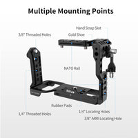 Nitze FX30 Cage for Sony FX30 / FX3 (ILME-FX3) with HDMI Cable Clamp and Built-in Arca QR Plate, Interchangeable Full Cage Half Cage Compatible with Original XLR Handle - T-S10B