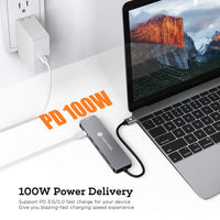 NOVOO USB C Hub, Type C Adapter Docking Station, 6 in 1 USB C Dongle, 100W Power Delivery, 4K USB-C to HDMI, 2 USB 3.1 Ports, SD/TF Cards Reader Compatible for iPad Pro/MacBook Pro Air/Type C Devices