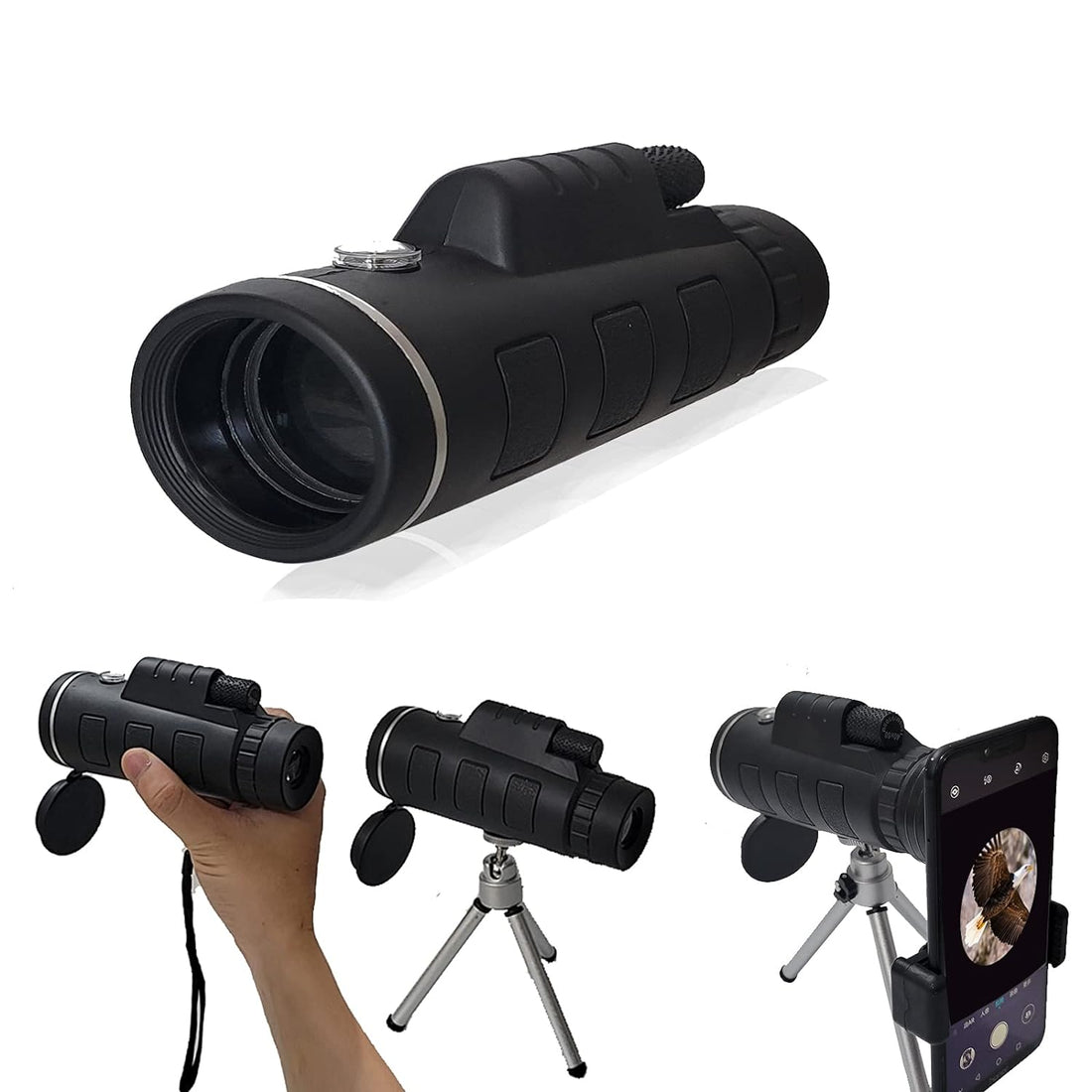 Akingshop Monocular Telescope, 10x40 Waterproof Monocular with Smartphone Holder & Tripod, Clear FMC BAK4 Prism Pocket Telescope, Great for Birds Watching, Wildlife, Hunting, Camping, Hiking, Tourism