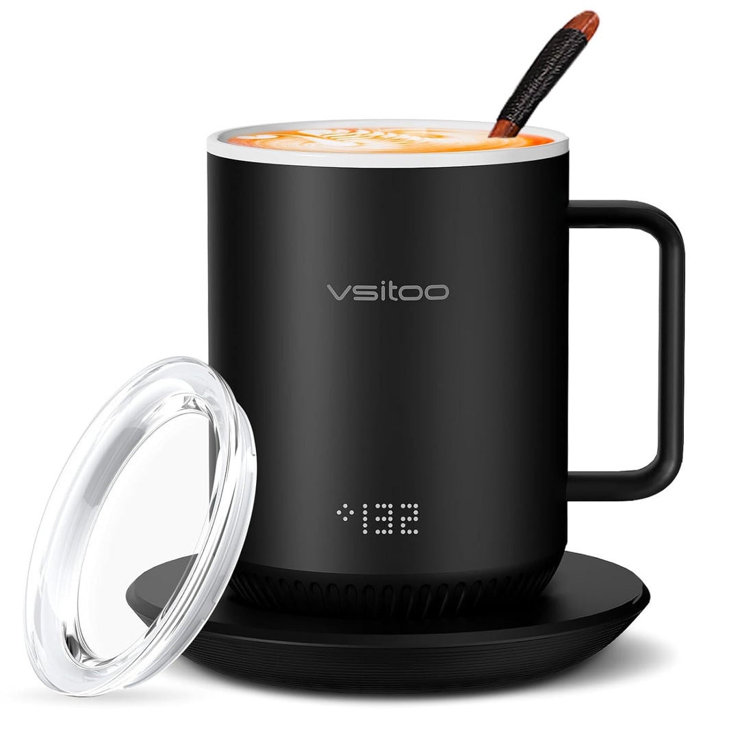 VSITOO S3 Temperature Control Smart Mug 2 with Lid, Self Heating Coffee Mug 10 oz, Touch Tech&LED Display, White, 1.5-hr Battery Life - App Controlled Heated Coffee Mug - Improved Design, Coffee Gifts