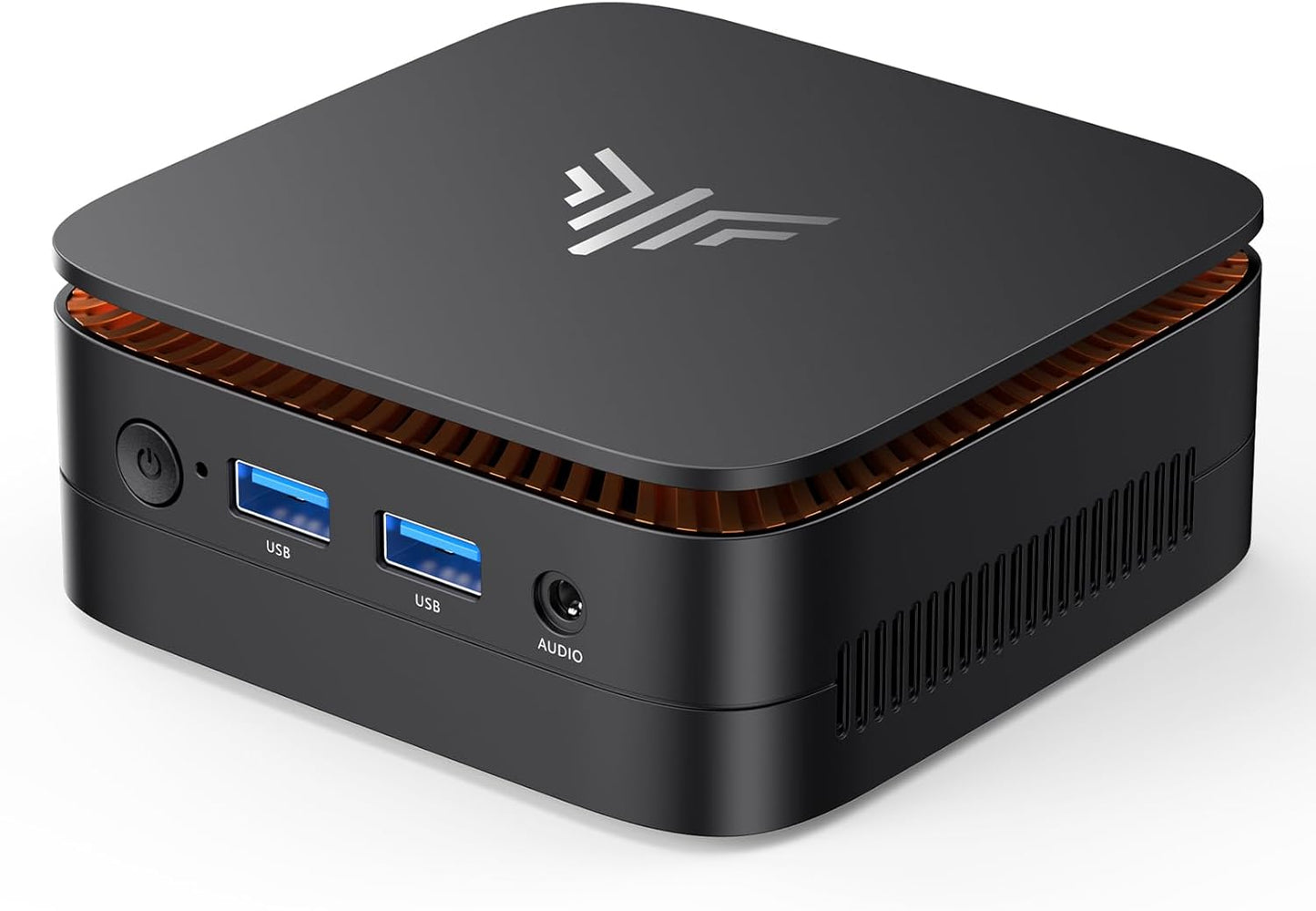 KAMRUI Essenx E1 Mini PC: 16GB DDR4 RAM 512GB M.2 SSD – Front View