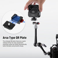 NEEWER 11" Magic Arm Camera Mount with Quick Release Plate & Dual 360° Ball Heads, Aluminum Articulating Arm for DSLR Action Camera Monitor Video Light Compatible with SmallRig Cage, UA032