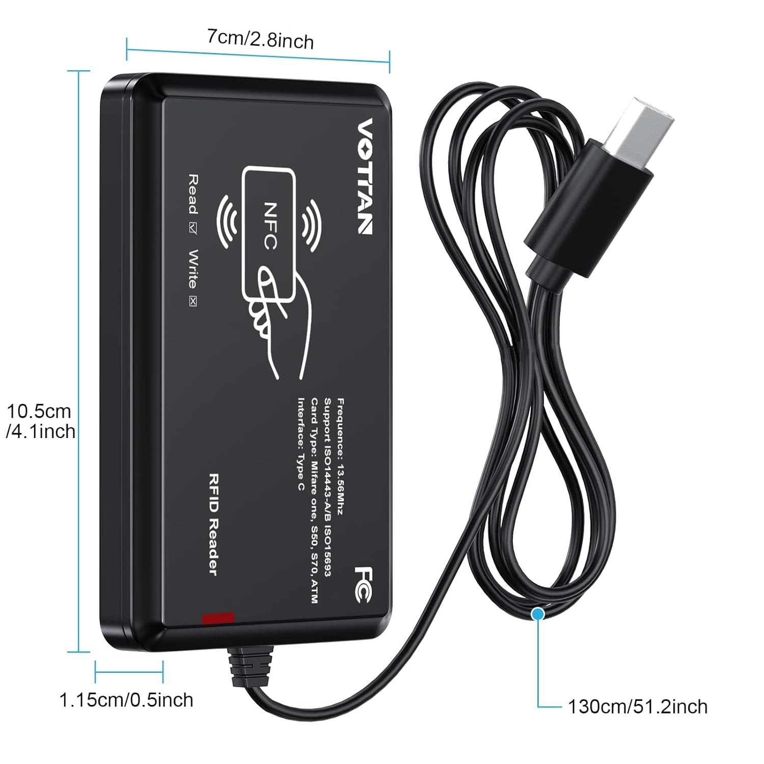 RFID Card Reader 13.56mhz Reader, Support ISO14443-A/B Protocol, ID Card and 14443B Protocol Labels Contactless Card Reader Compatible with Windows/Linux/Android/Mac OS
