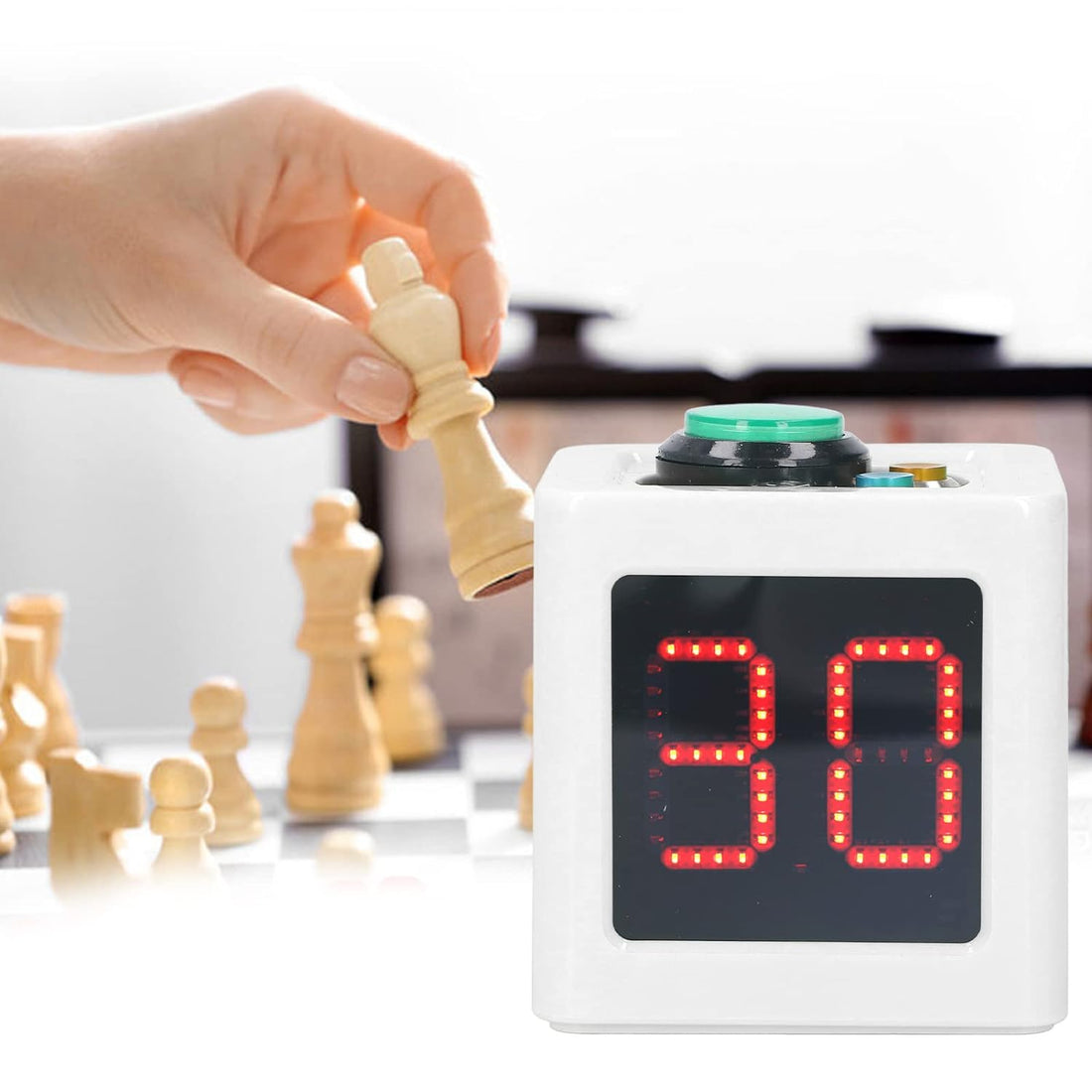 Cube Timer, Adjustable Brightness 1.4in HD Display Digital Shot Timer for Private Poker (White)