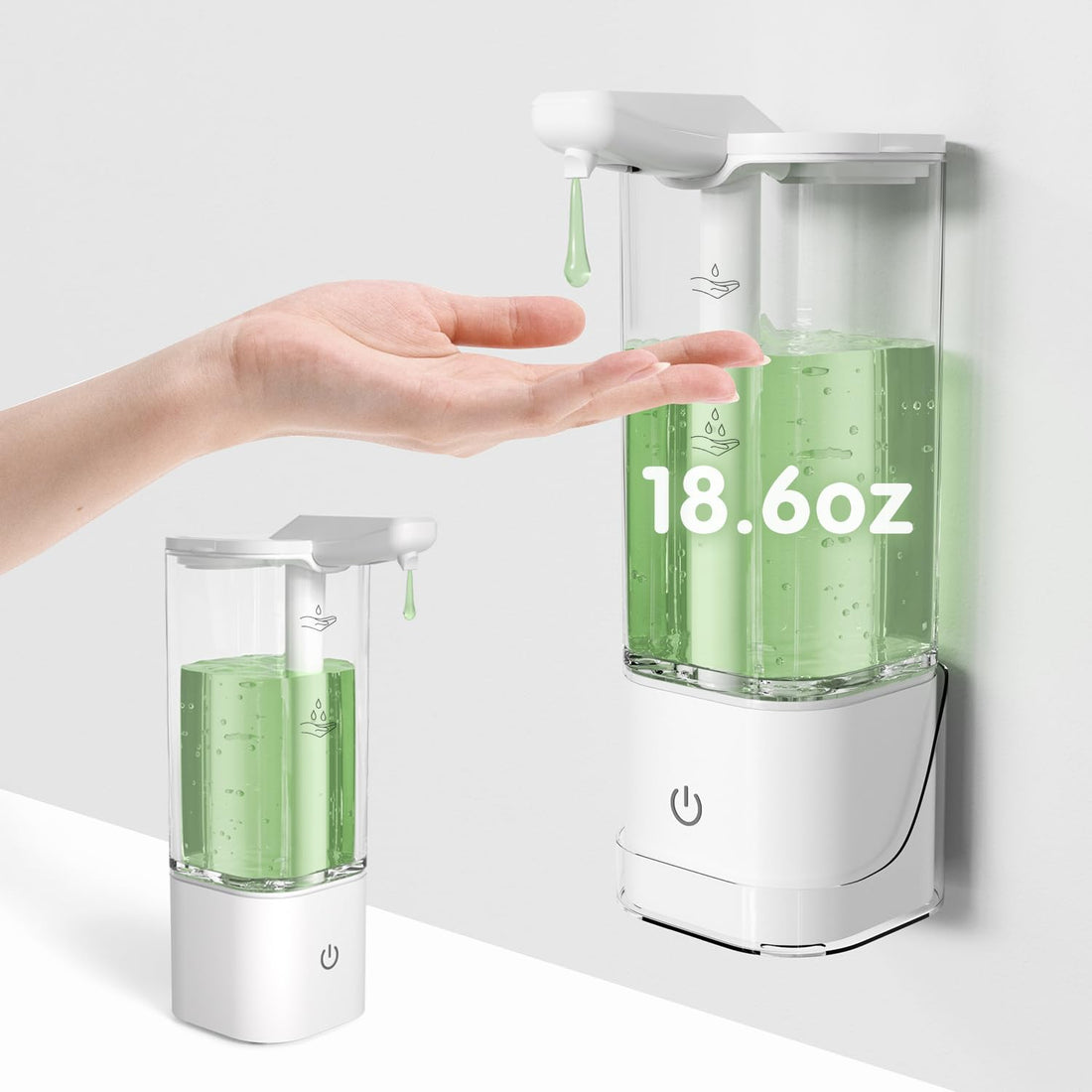 18.6oz Automatic Liquid Soap Dispenser,Touchless Hand Sanitizer Dispenser,USB C Rechargeable Hand Soap Dispensing Volume Perfect for Kitchen Sink or Bathroom Commercial Xmas Gift with Wall Holder