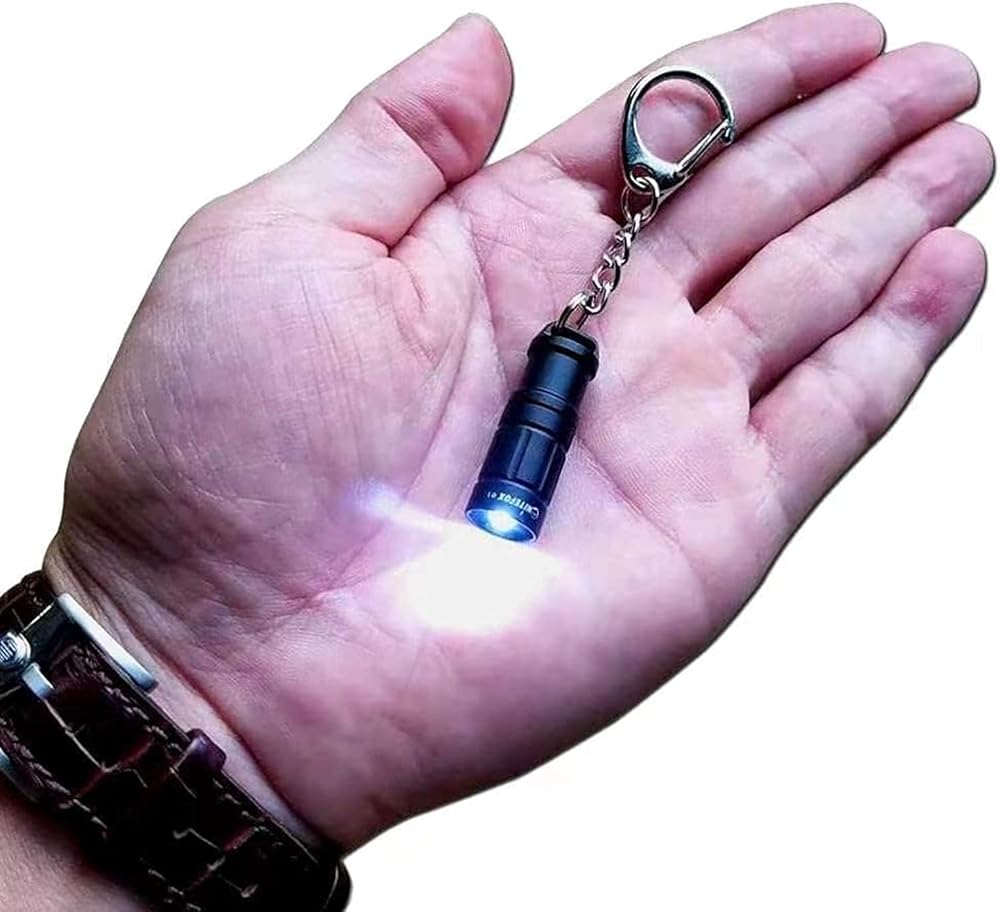 Super Tiny Mini Small Keychain Flashlight, Smallest Bright Long Lifetime Waterproof Key Ring Light Torch for EDC Emergency Dog Walking Sleeping Reading Gift for Student Kids or Parents(e1 aluminium)