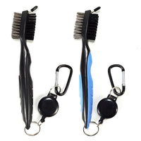 Walkpet Pack of 2 Golf Club Brush Groove Cleaner with 2 Ft Retractable Zip-line and Aluminum Carabiner Lightweight and Stylish, Must-Have Golf Tool for Cleaning Dirty Clubs Groove (Blue + Black)