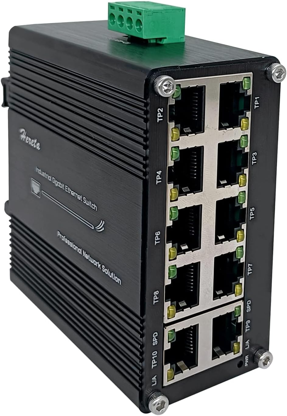 Hardened Industrial Gigabit Compact Ethernet Switch 10-Port – Front View