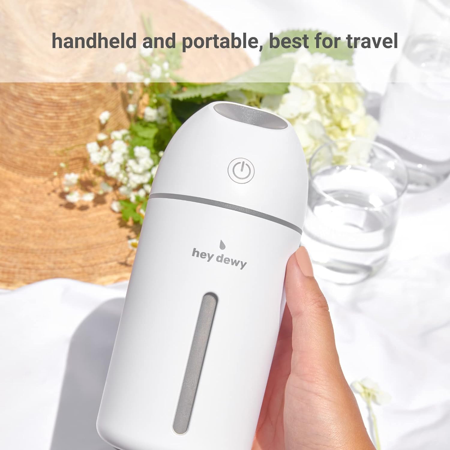 Hey Dewy Wireless, Rechargeable, Self-Care, Skin-Nourishing, Facial Cool Mist Humidifier (Pearl)