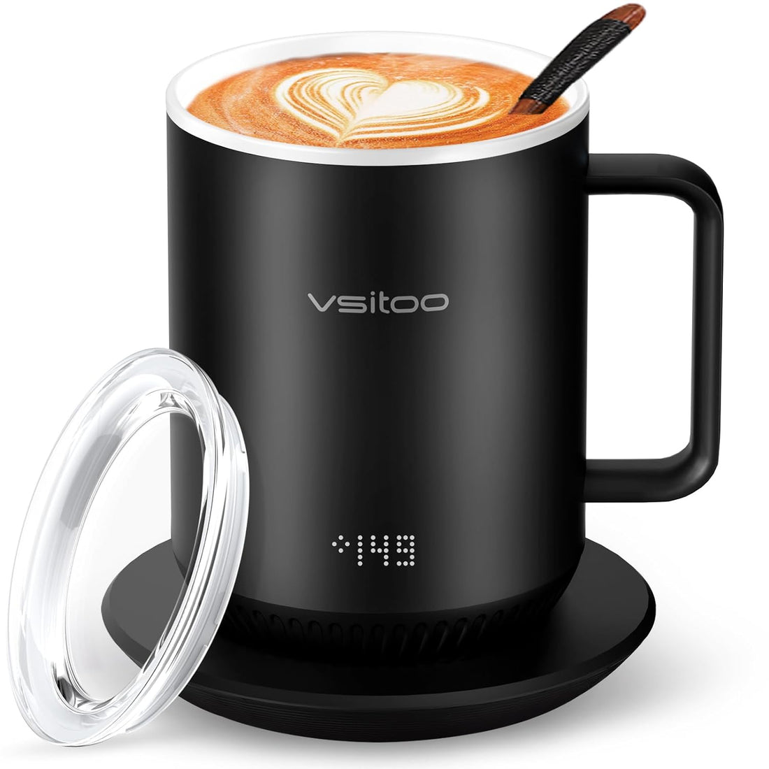 vsitoo Temperature Control Smart Mug 2 - Keep Your Coffee Hot All Day, Self Heating Coffee Mug with LED Display, 10 oz, 90 Min Battery Life - App&Manual Controlled Heated Coffee Mug - Coffee Gifts