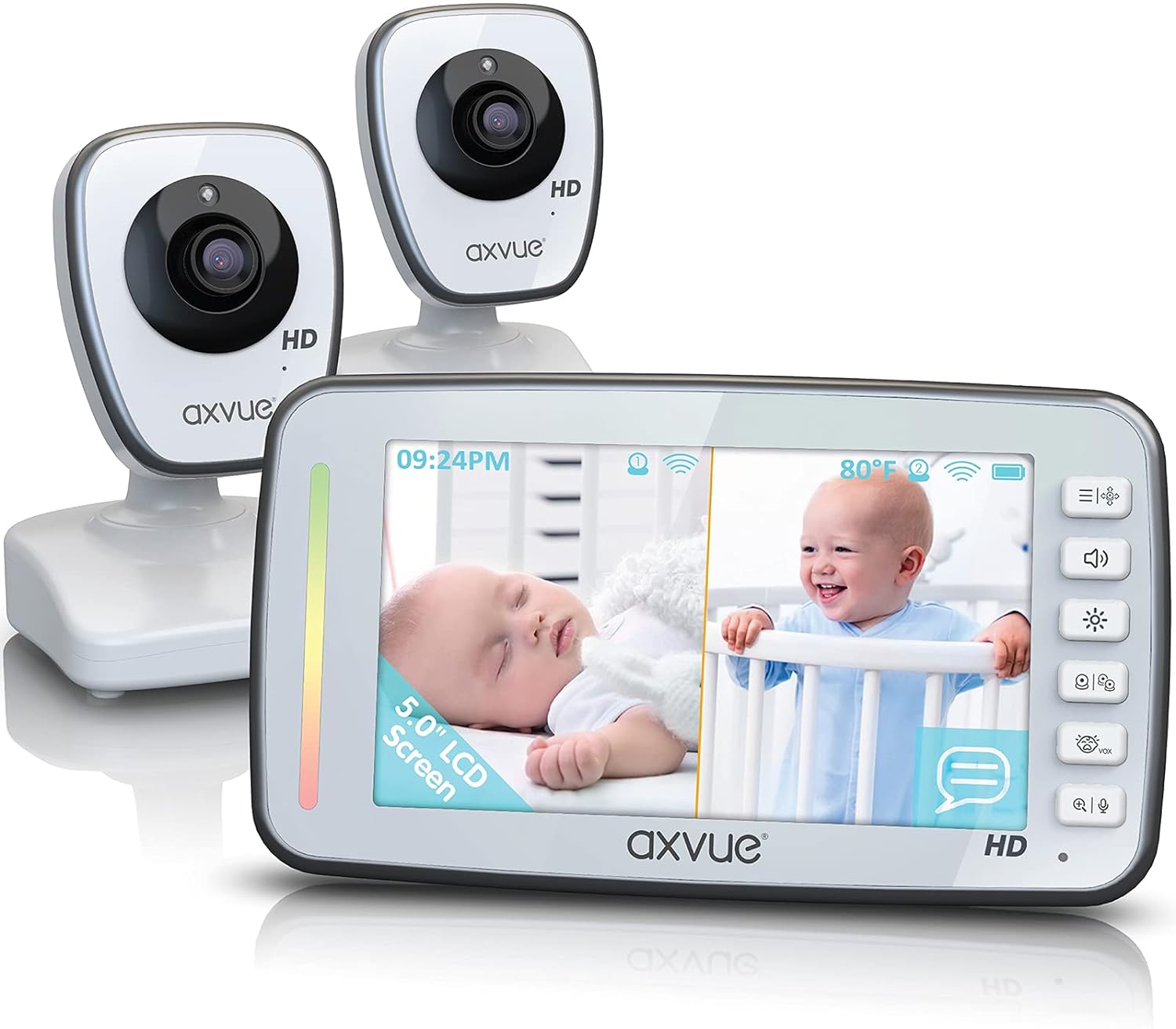 [HD] Video Baby Monitor, 720P 5" HD Display, IPS Screen, 2 HD Cams, 12-Hour Battery Life, 1000ft Range, 2-Way Communication, Secure Privacy Wireless Technology