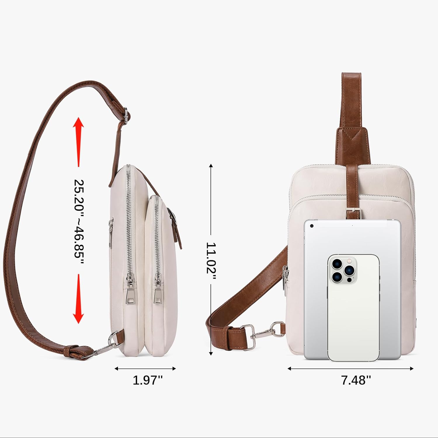 WESTBRONCO Crossbody Sling Bags for Women Men, High-capacity PU Leather Fashion Medium Fanny Bags Adjustable Strap for Gifts
