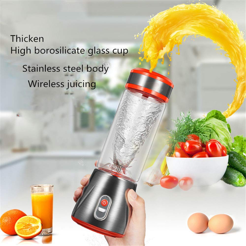 USB Mini Blenders Juicer 6 Blades Smoothie, Mini Portable Rechargeable, large mAh Electric Juice Cup, Personal Blender for Traveling, Outdoor, Sports and Home, Glass,Purple