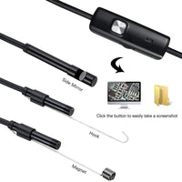 3 in 1 Endoscope Inspection Camera Borescope HD Camera Waterproof Snake Pipe Drain with 6 Adjustable Led Light Snake Cable USB Adapter for Android Phone Tablet Device(Size:1 M)