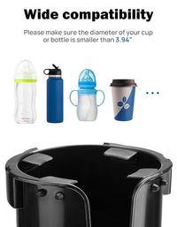 JOYTUTUS Stroller Cup Holder, Cup Drink Holder for Bottle with Handle, 2-in-1 Multifunctional Cup Bottle Holder + Large Storage Box, Fit for Bike, Walker, Wheelchair, Treadmill, Camper, Scooter