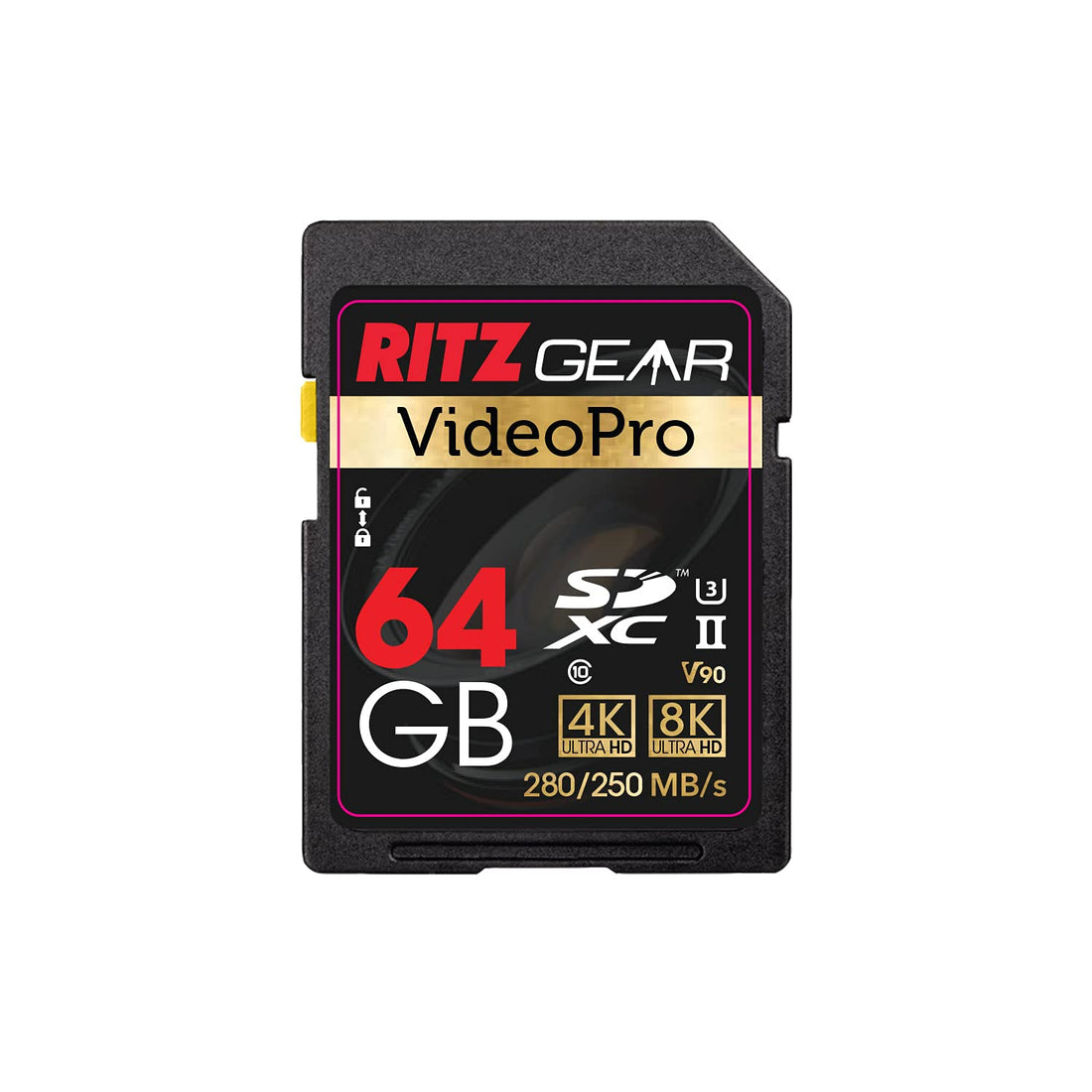Ritz Gear SD Card UHS-II 64GB SDXC Memory Card U3 V90 A1, Extreme Performance Professional Sd-Card (R 280mb/s 250mb/s W) for Advanced DSLR,Well-Suited for Video, Including 4K,8K, 3D, Full HD Video