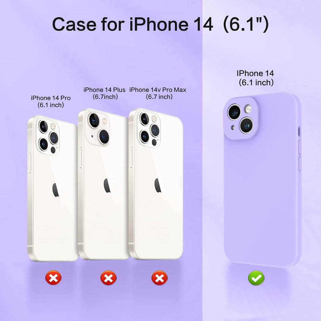 BENTOBEN Designed for iPhone 14 Case, Slim Liquid Silicone Full Body Screen Camera Protective Shockproof Phone Case with Soft Microfiber Lining for iPhone 14 6.1 inch, Purple