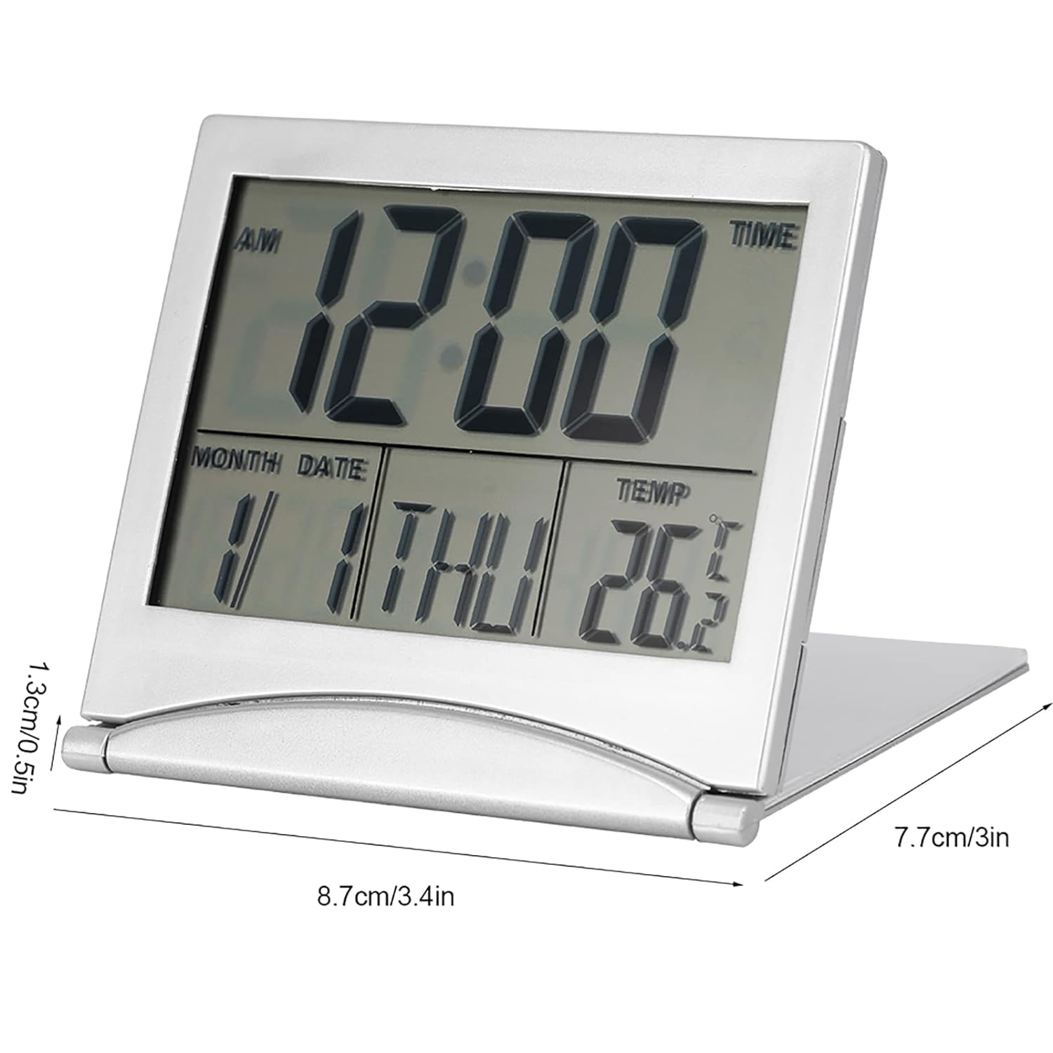Walfront Digital Travel Alarm Clock Portable Folding LED Alarm Clock Temperature Calendar with Snooze Mode