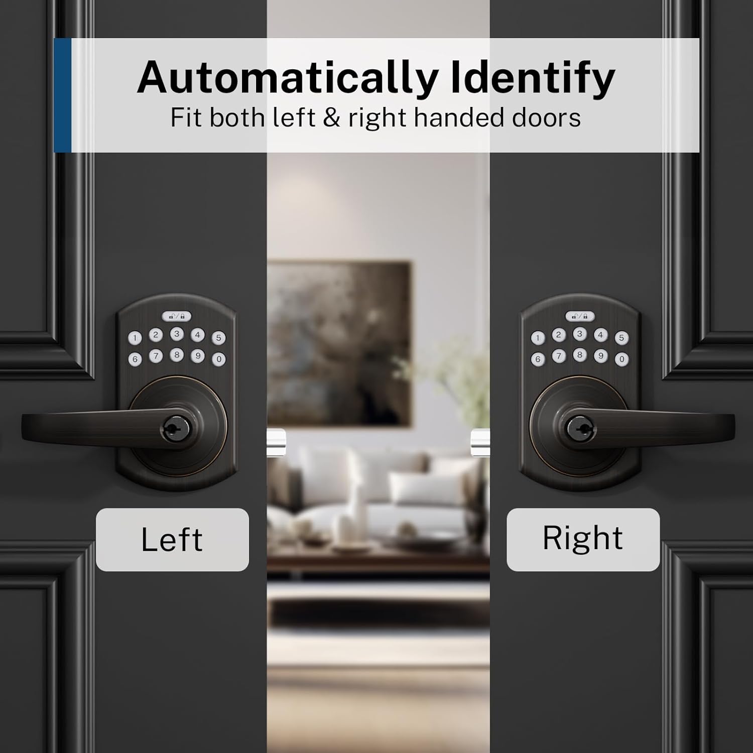Signstek Keypad Entry Lever Door Lock with LED Backlit Keypad Password/Key Accessibles, Oil Rubbed Bronze