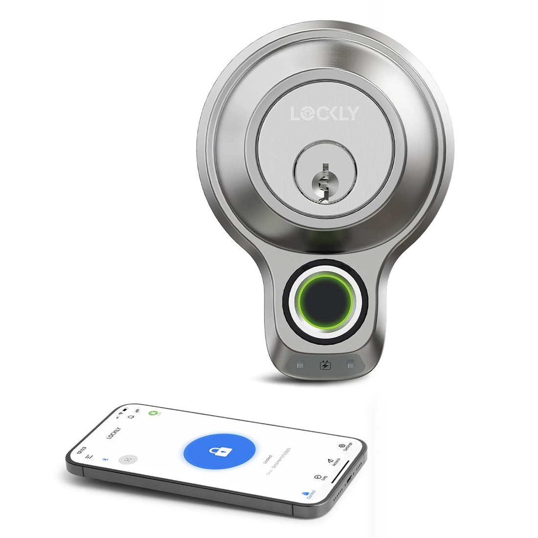 Lockly Flex Touch, Bluetooth Smart Door Lock, Keyless Entry Door Lock, 3D Biometric Fingerprint Deadbolt, Auto Lock, Monitoring Alert (Satin Nickel)