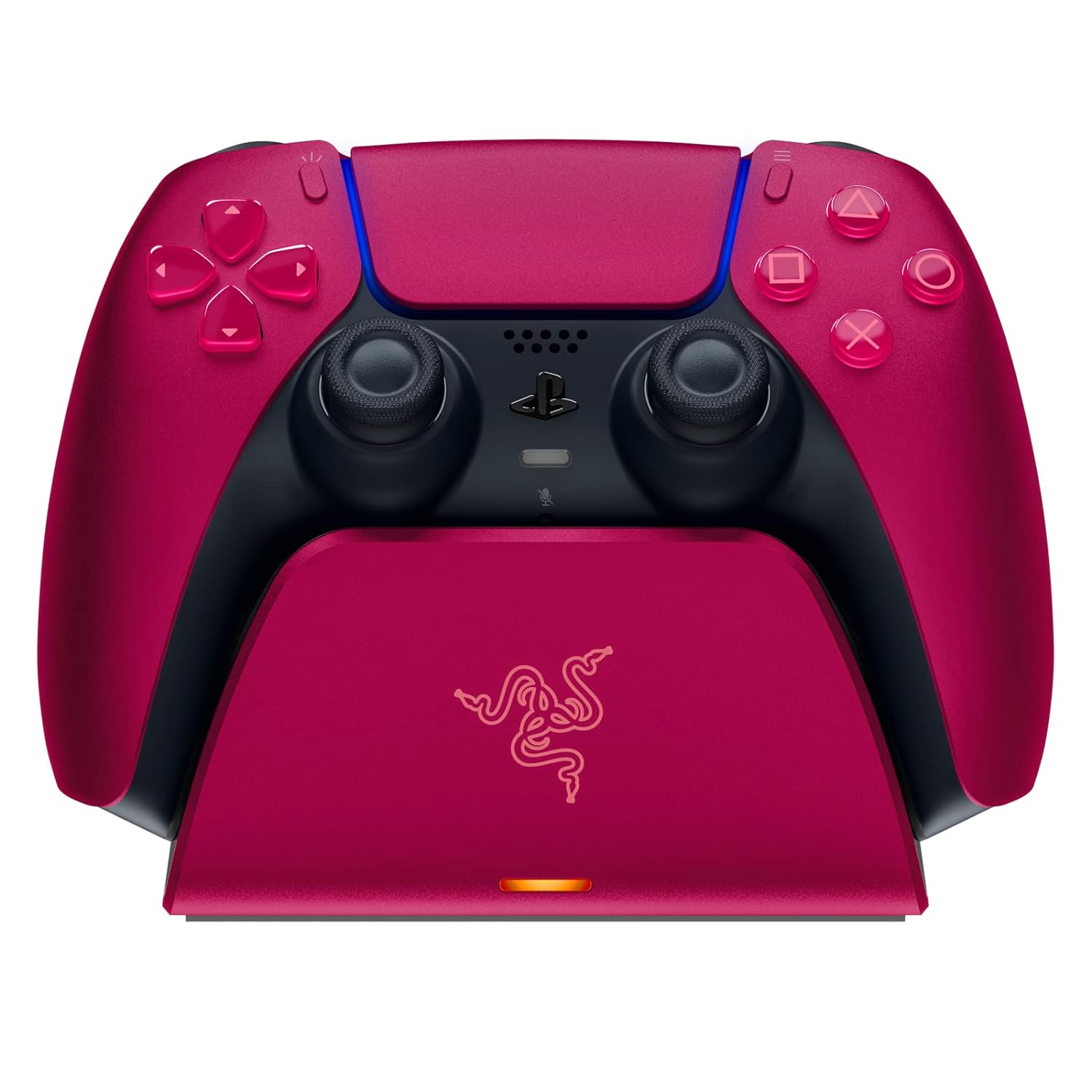 Razer Quick Charging Stand for PlayStation 5: Quick Charge - Curved Cradle Design - Matches PS5 DualSense Wireless Controller - One-Handed Navigation - USB Powered - Red (Controller Sold Separately)