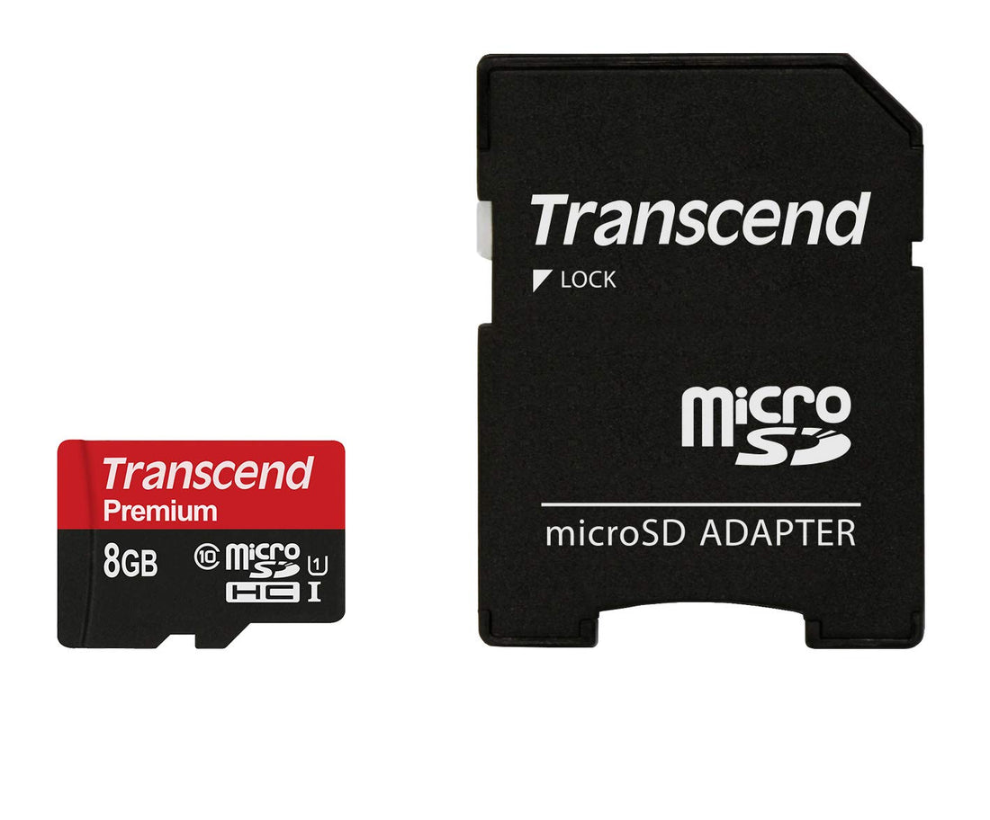 Transcend 8GB MicroSDHC Class10 UHS-1 Memory Card with Adapter 45 MB/s (TS8GUSDU1)