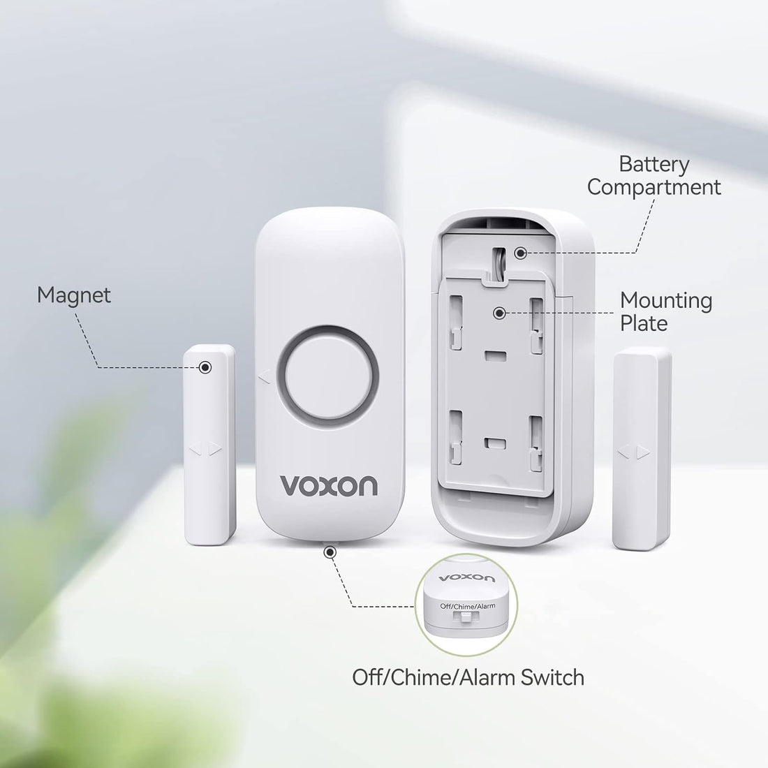 VOXON Window Alarm Door Alarms for Kids Safety Wireless Door Alarm for Home Security Personal Security Window Alarms Sensor Burglar Door Alarm for Pool, Cars, Sheds, Caravans DIY Kit Pack of 2