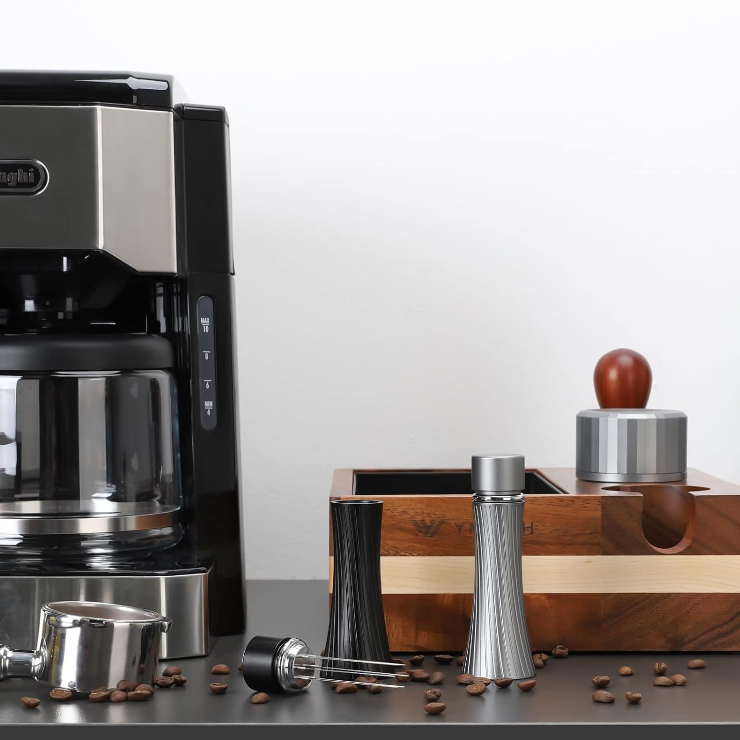 WDT Tools Espresso,Professional Espresso Coffee Stirrer, Espresso Distribution Tool for Barista, 0.25MM Espresso WDT Tool with Stand and Extra 6 Needles (Silver-Gray)
