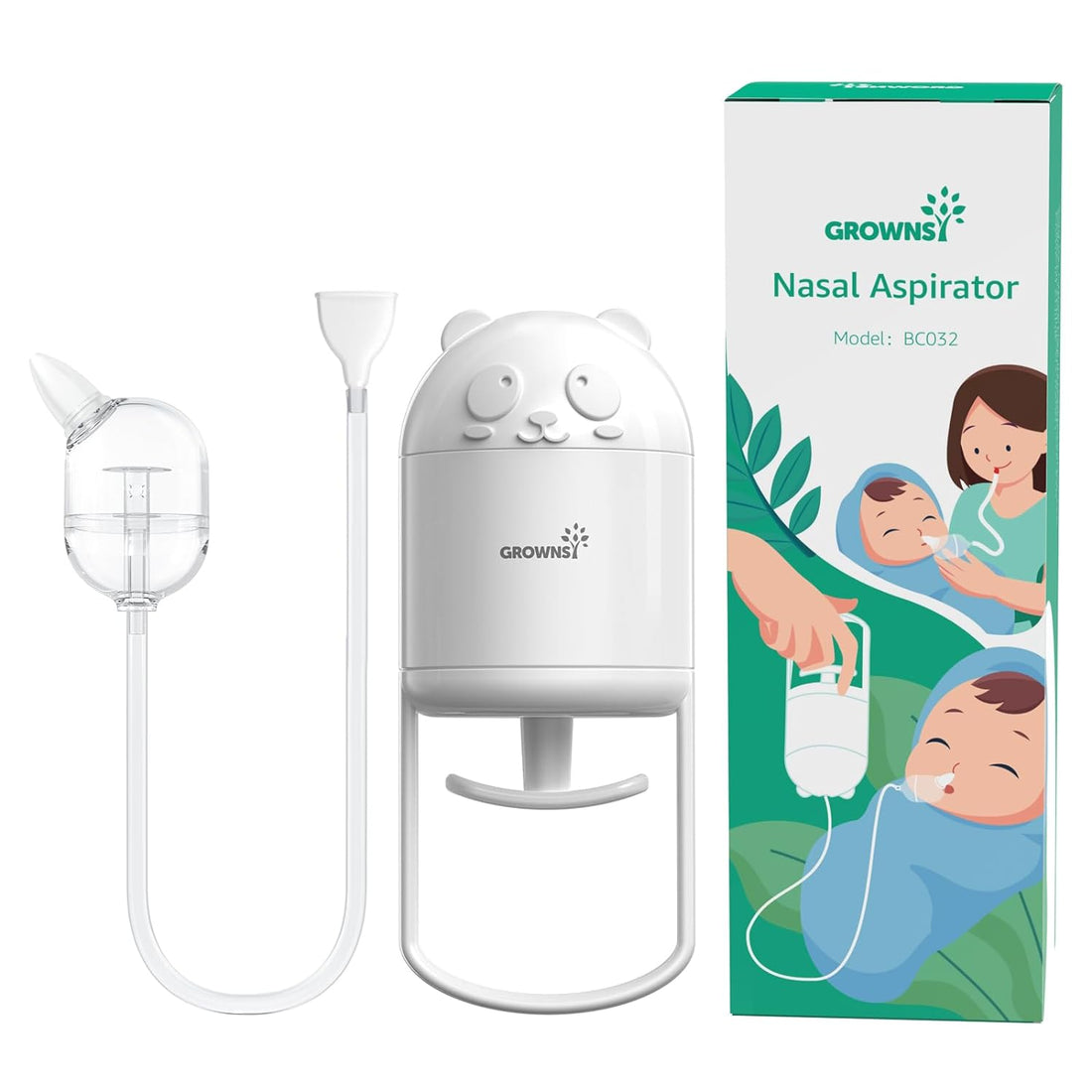 GROWNSY Nasal Aspirator for Baby, Hand Pump ＆ Oral Suction 2 in 1 Baby Nasal Aspirator and Baby Nose Sucker, with 30 Hygiene Filters and a Convenient Storage Travel Case