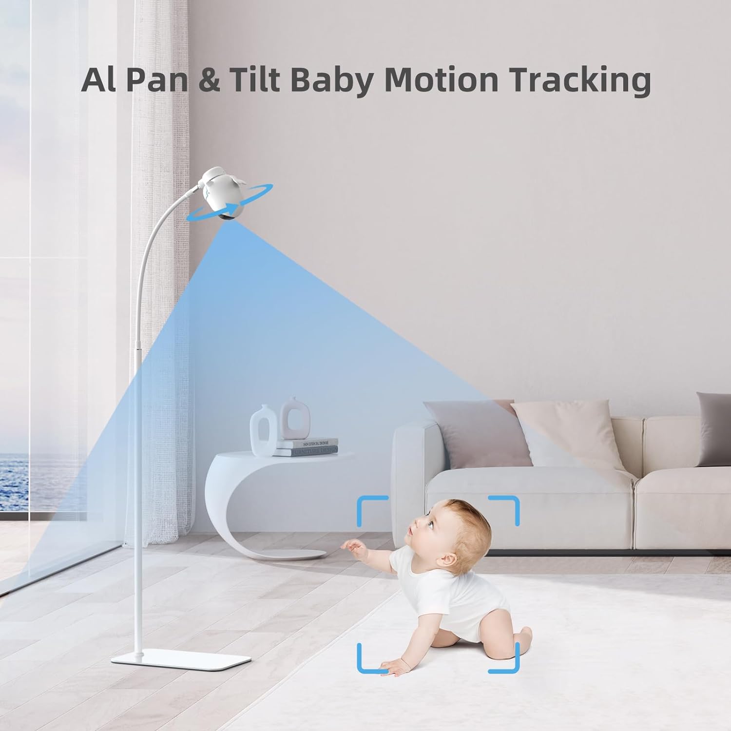 Ellie Baby Monitor,Automatic Cry Soothing, 2K HD,Two Way Talk, Virtual Fence, Auto Photo Capture, Face Masking Alert, Night Vision, Temp & Humidity, Respiration Detection