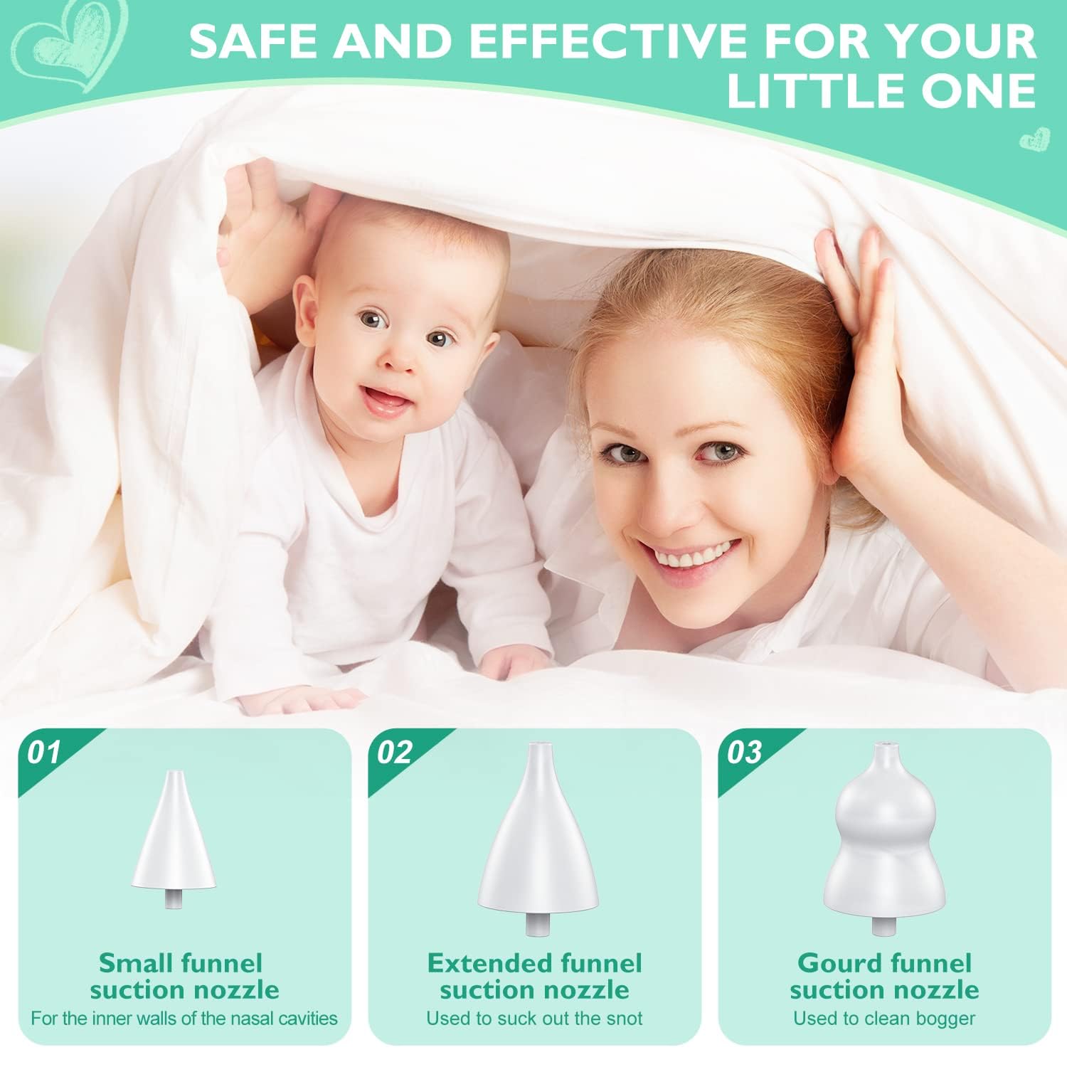 Baby Nasal Aspirator, Baby Electric Nose Suction, Three Adjustable Suction Strengths, Safe and Comfortable