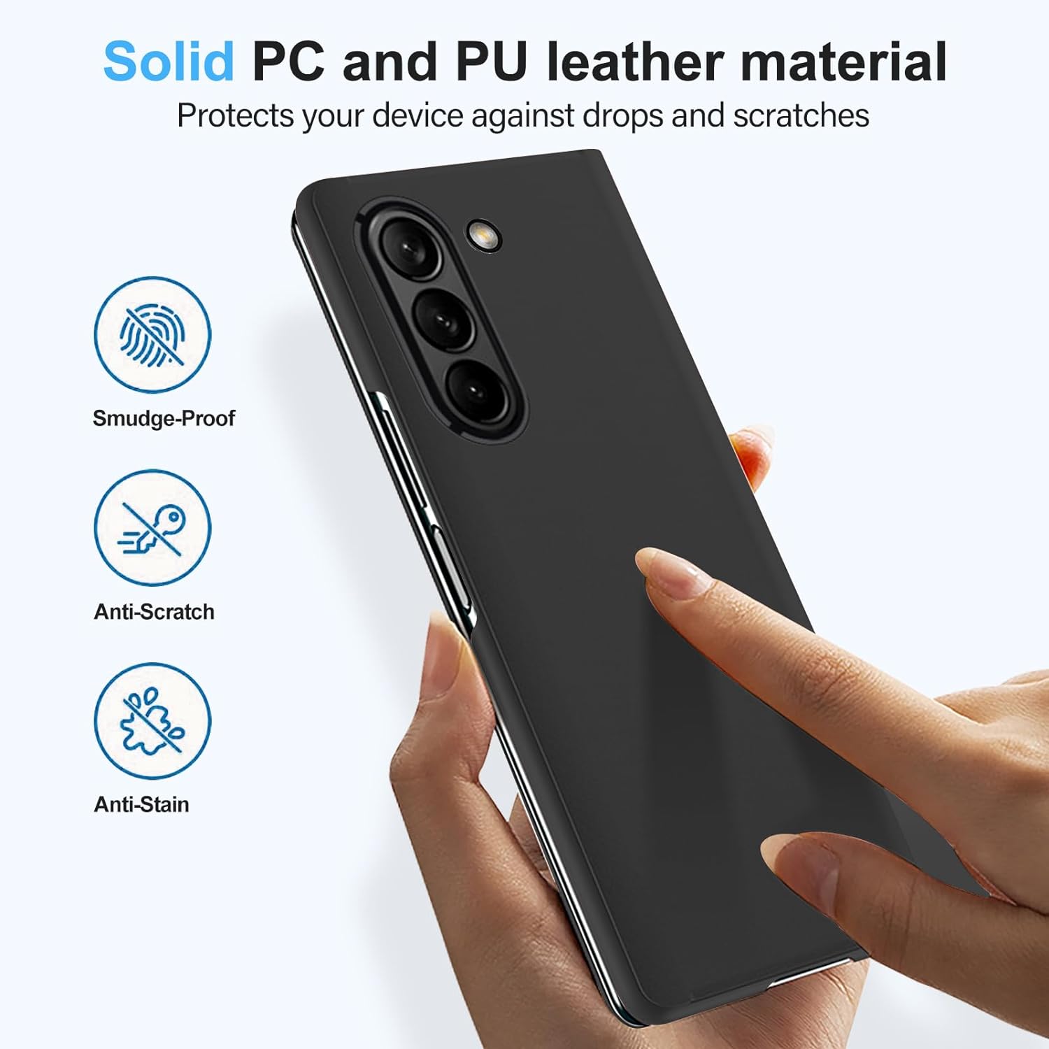 Compatible with Samsung Galaxy Z Fold 5 5G Case Mirror Leather Cover Wallet Slim Clear S-View Shockproof Thin Cover with Kickstand Anti-Scratch Protective Phone Case for Samsung Z Fold 5 5G