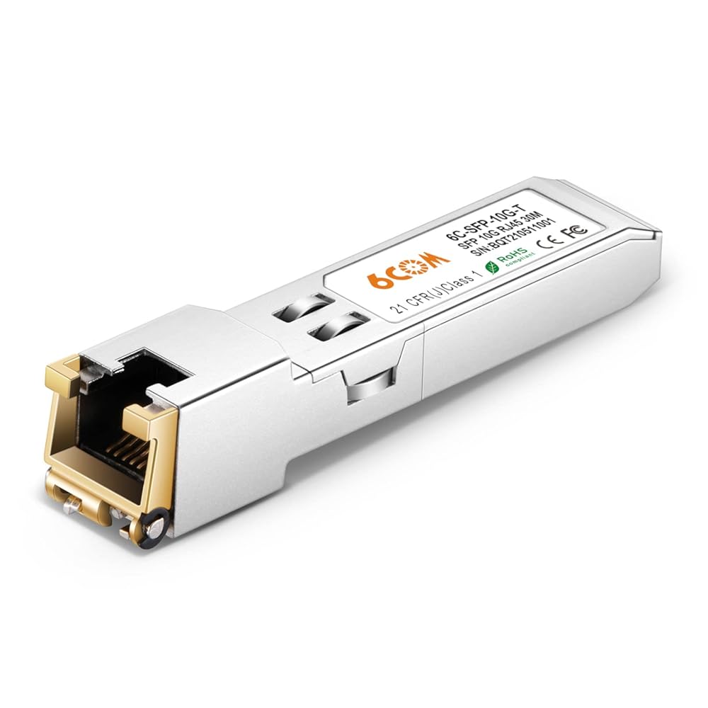 6COM SFP+ to RJ45 Copper Module Transceiver 10GBase-T Transceiver for Intel SFP-10G-T-S, up to 30m