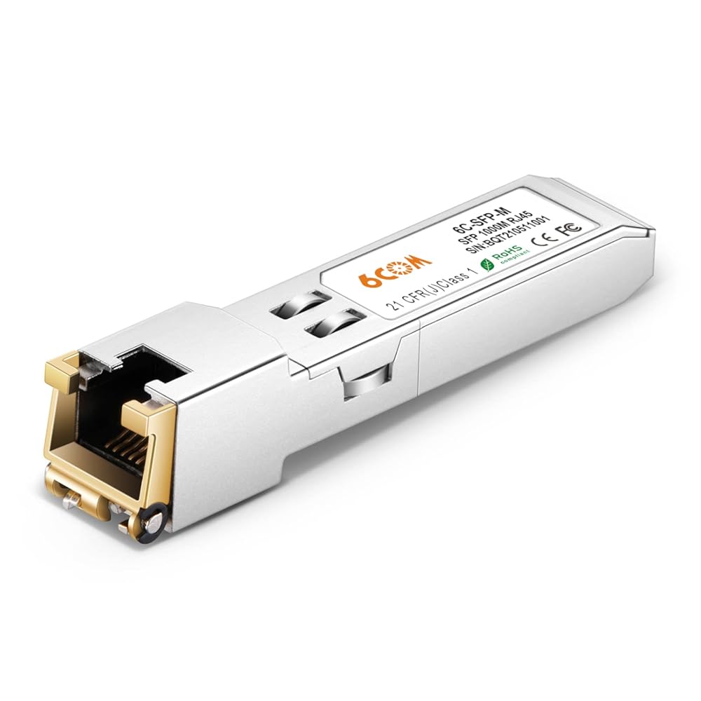 6COM SFP Copper RJ45 Module 1000Base-T Gigabit Transceiver for Juniper QFX-SFP-1GE-T/EX-SFP-1GE-T (CAT5e Cable, up to 100m)