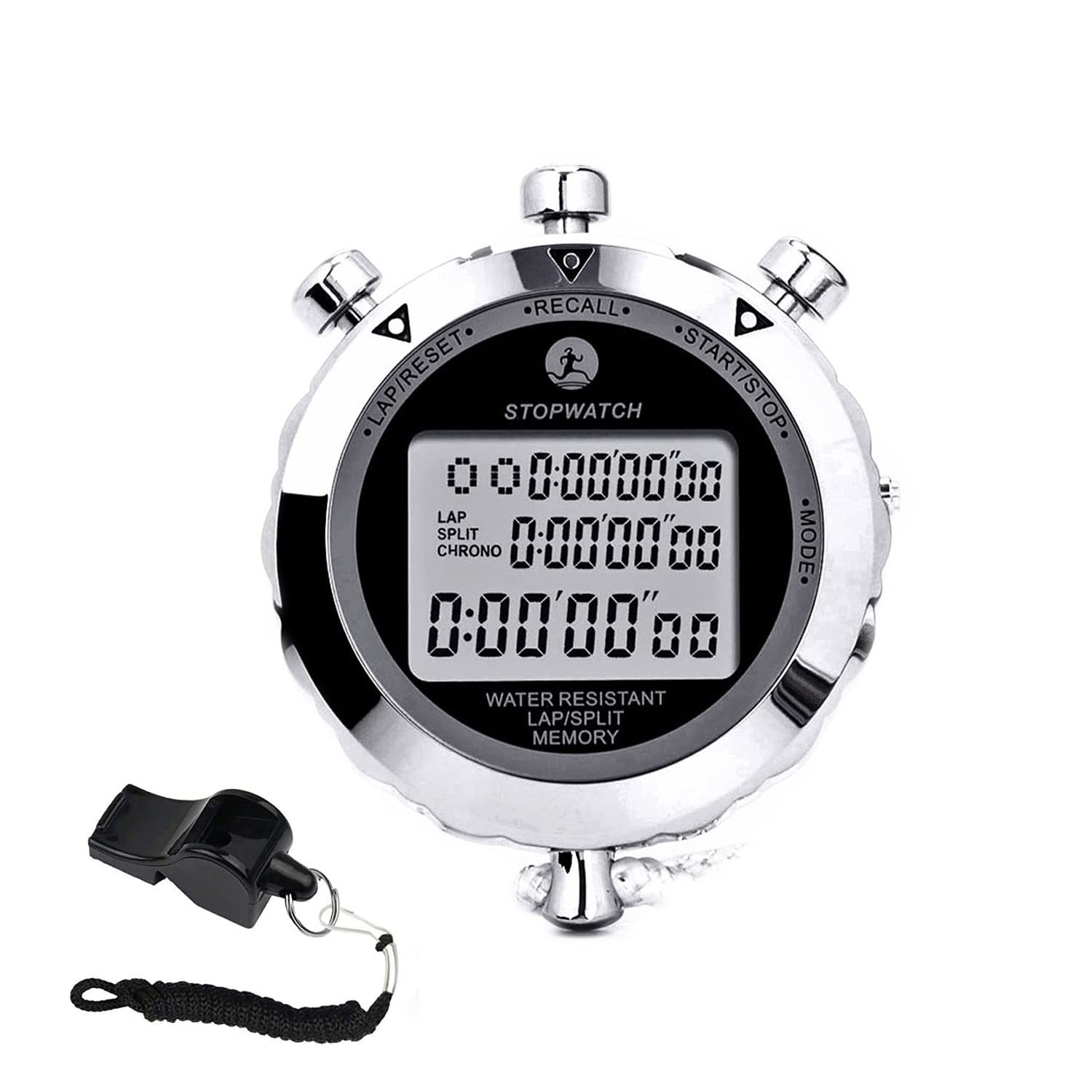 Rolilink Stopwatch, Metal Stop Watch 10 Lap Memory Stopwatch Timer, Countdown Timer Stopwatch for Sports, Competitions, Games