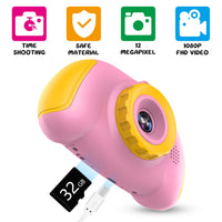ITSHINY Kids Digital Camera, Kids HD Camera [ 32GB SD Card ] with 12.0 Mega Pixels & 1080P Birthday Toy Gifts for Age 3-12 Boys Girls -Pink