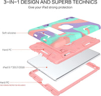 BENTOBEN iPad 6th Generation Cases, iPad 5th Generation Case, iPad 9.7 2018/2017 Case, 3 in 1 Heavy Duty Rugged Shockproof Kickstand Protective Cover for iPad 9.7 Inch 2018/2017, Camouflage/Rose Gold
