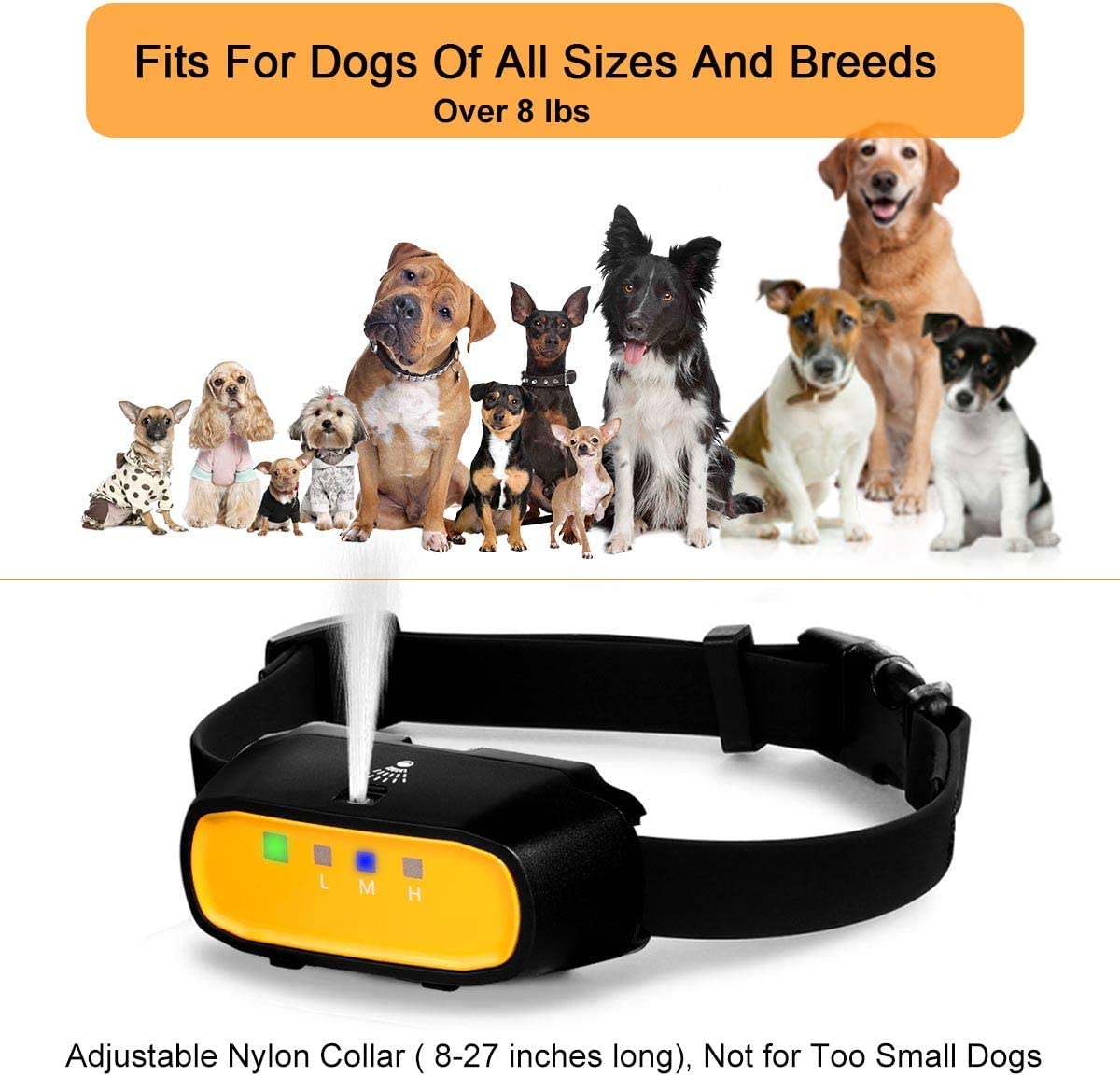 Spray Dog Training Collar with Remote Control,2 Modes Spray Dog Bark Collar (Not Included Citronella Spray),500 ft Range No Electric Shock Harmless,Rechargeable Waterproof (with Remote Control)